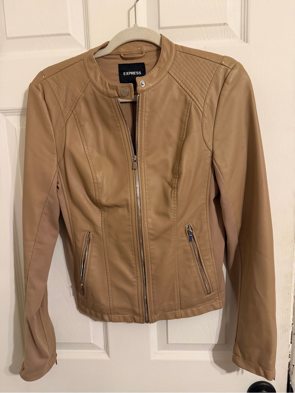 Express Women’s Camel Faux Leather Moto Jacket